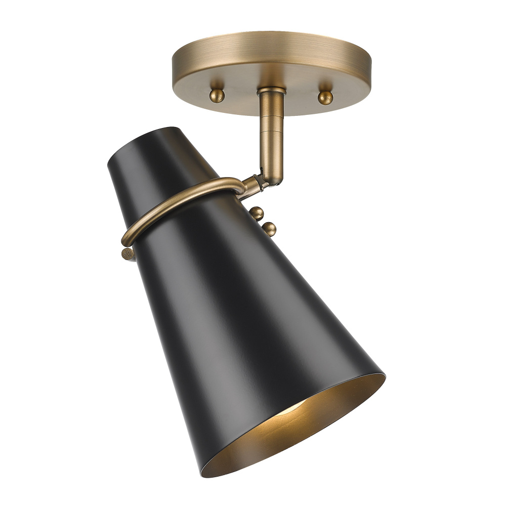 Golden Lighting Reeva 1-light Semi-Flush Mount in Modern Brass and Matte Black shade